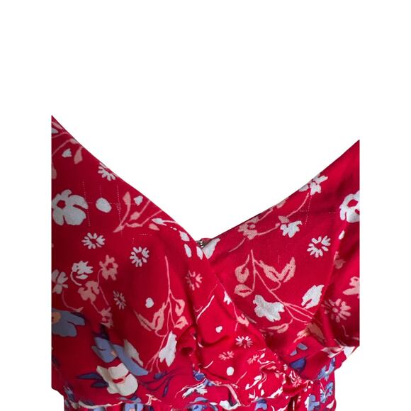 Express Strappy Ruffle Red Floral Sundress Women's Size S Mini Country Flounce - Picture 6 of 9
